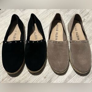 SOLD Anne Klein Black and Brown Slip-on iflex Espadrille Shoe Set suede